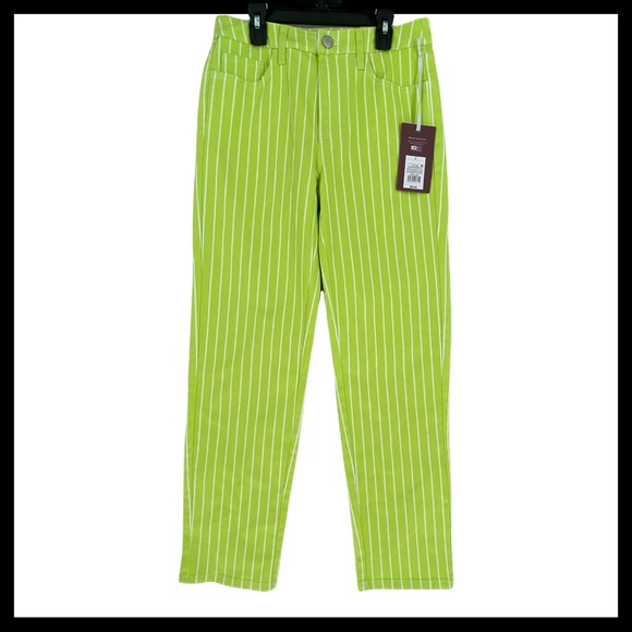 Victor Glemaud for Target Lime Green Pinstripe High Rise Straight Leg Pants Sz 2 - Picture 1 of 13